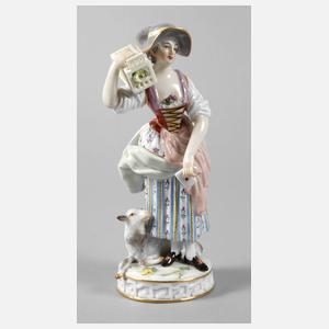Meissen Schäferin mit Vogelkäfig