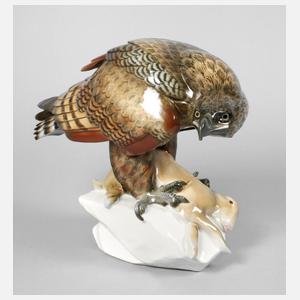 Schwarzburger Werkstätten Adler mit erlegtem Hase