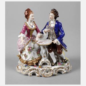 Volkstedt Rokokopaar beim Kartenspiel