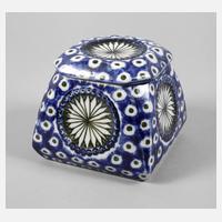 Bunzlau Deckeldose Pfauenaugendekor111