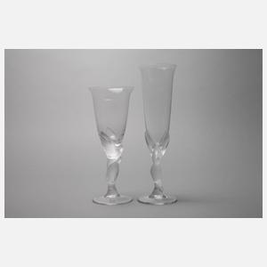 Fabergé fünf Sektflöten und neun Weingläser