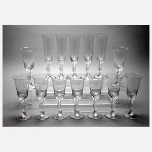 Fabergé fünf Sektflöten und neun Weingläser