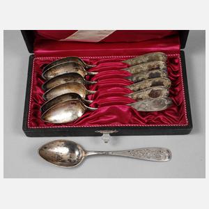 Sechs und ein Kaffeelöffel Silber