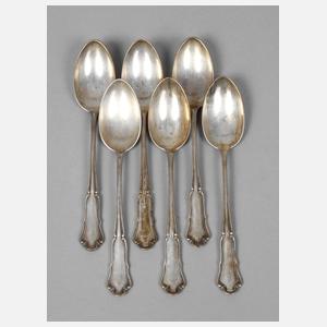 Sechs Kaffeelöffel Silber