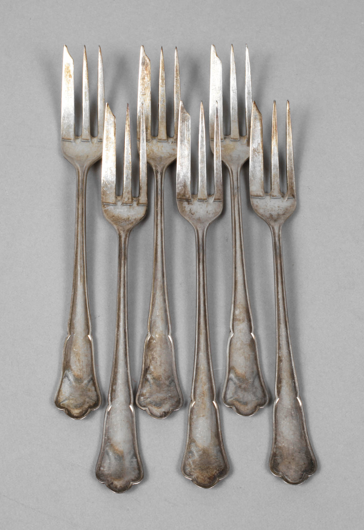 Silber sechs Kuchengabeln