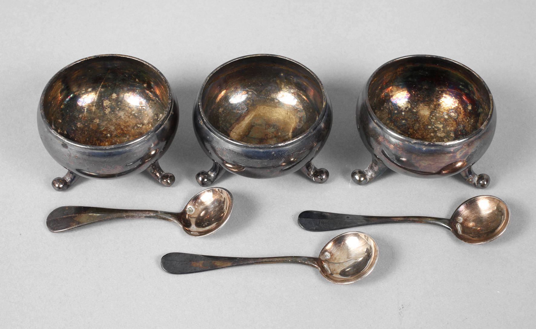 Christofle drei Salieren mit Löffelchen