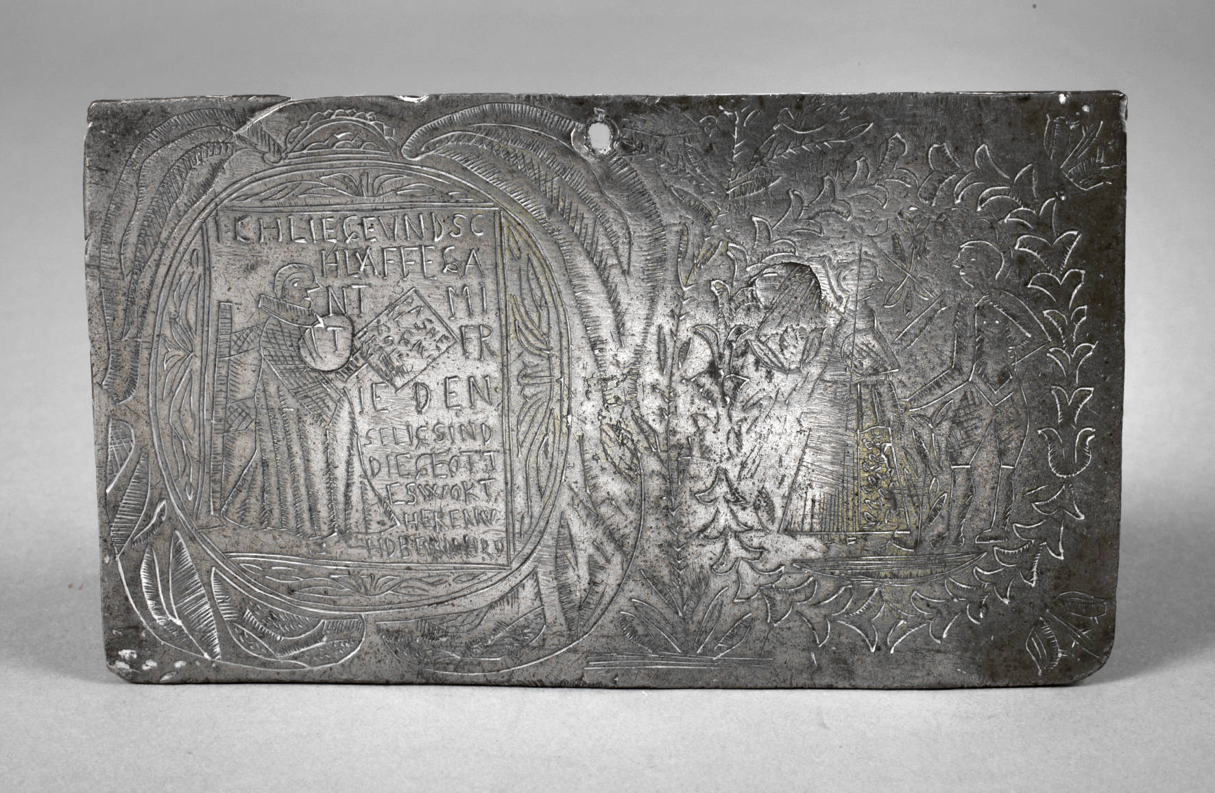 Kleine Bildplatte Zinn