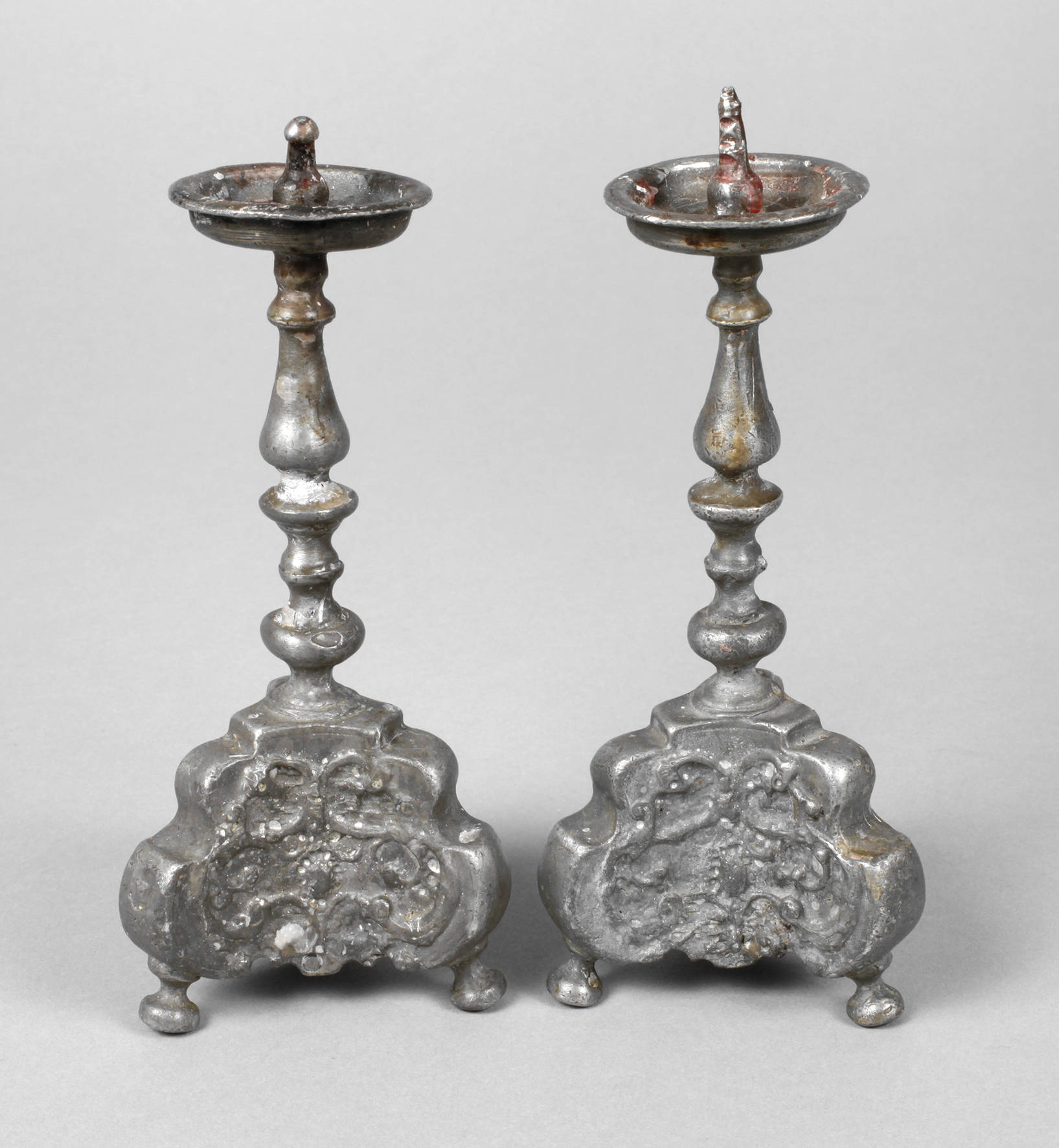 Paar kleine Barockzinnleuchter