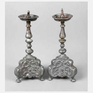 Paar kleine Barockzinnleuchter