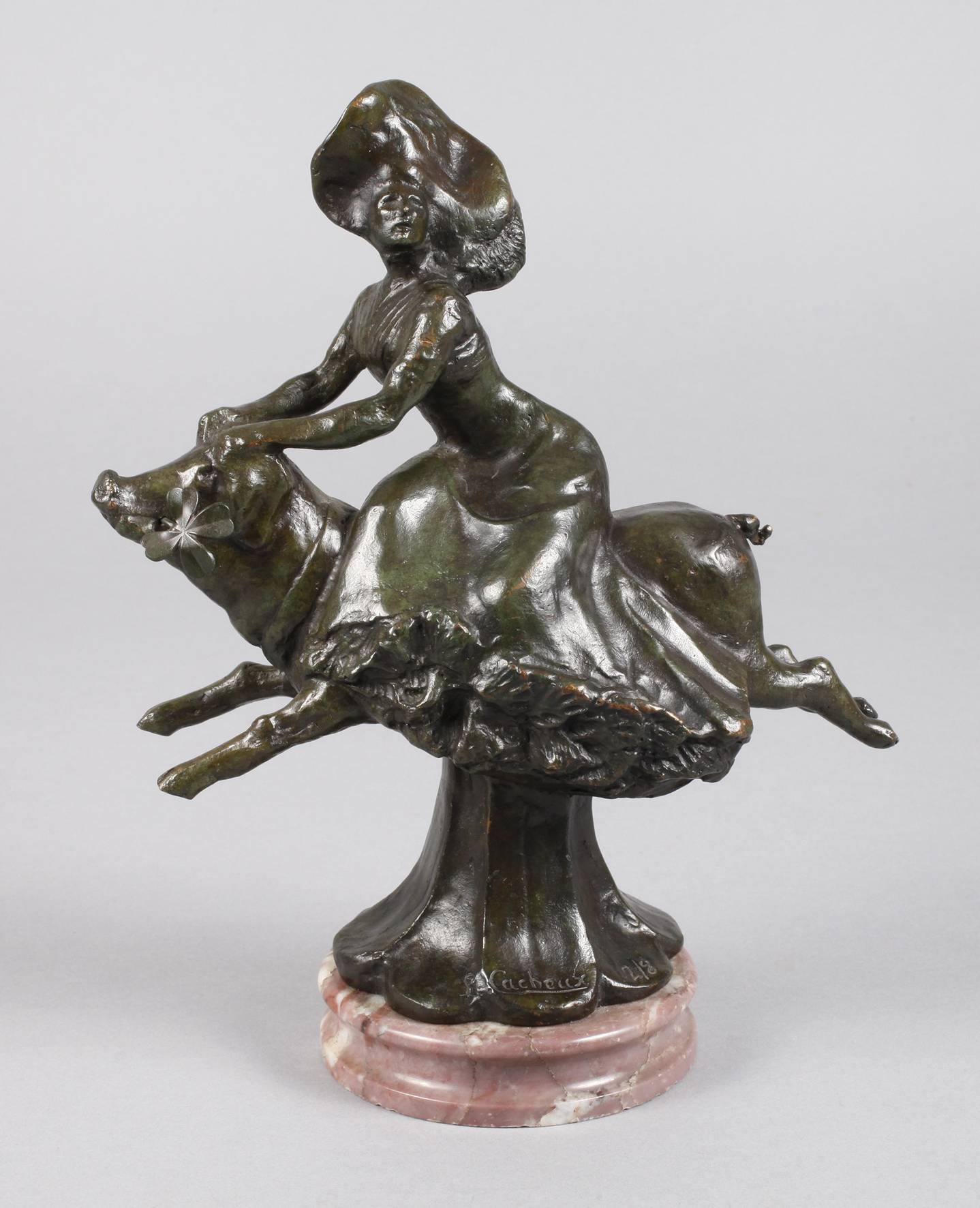 Louis-Emile Cacheux, Ritt auf dem Glücksschwein