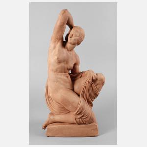 Joe Descomps, kniender Akt