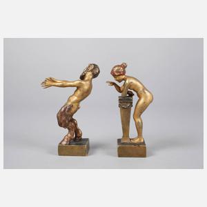 Paar erotische Wiener Bronzen als Pendants