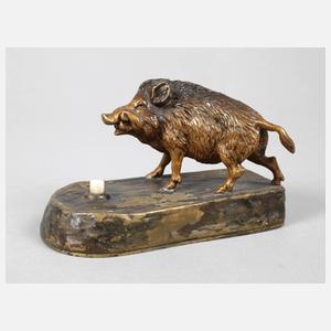 Wiener Bronze Tischklingel mit Wildschwein