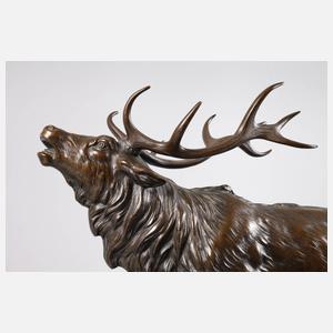 Bronze röhrender Hirsch
