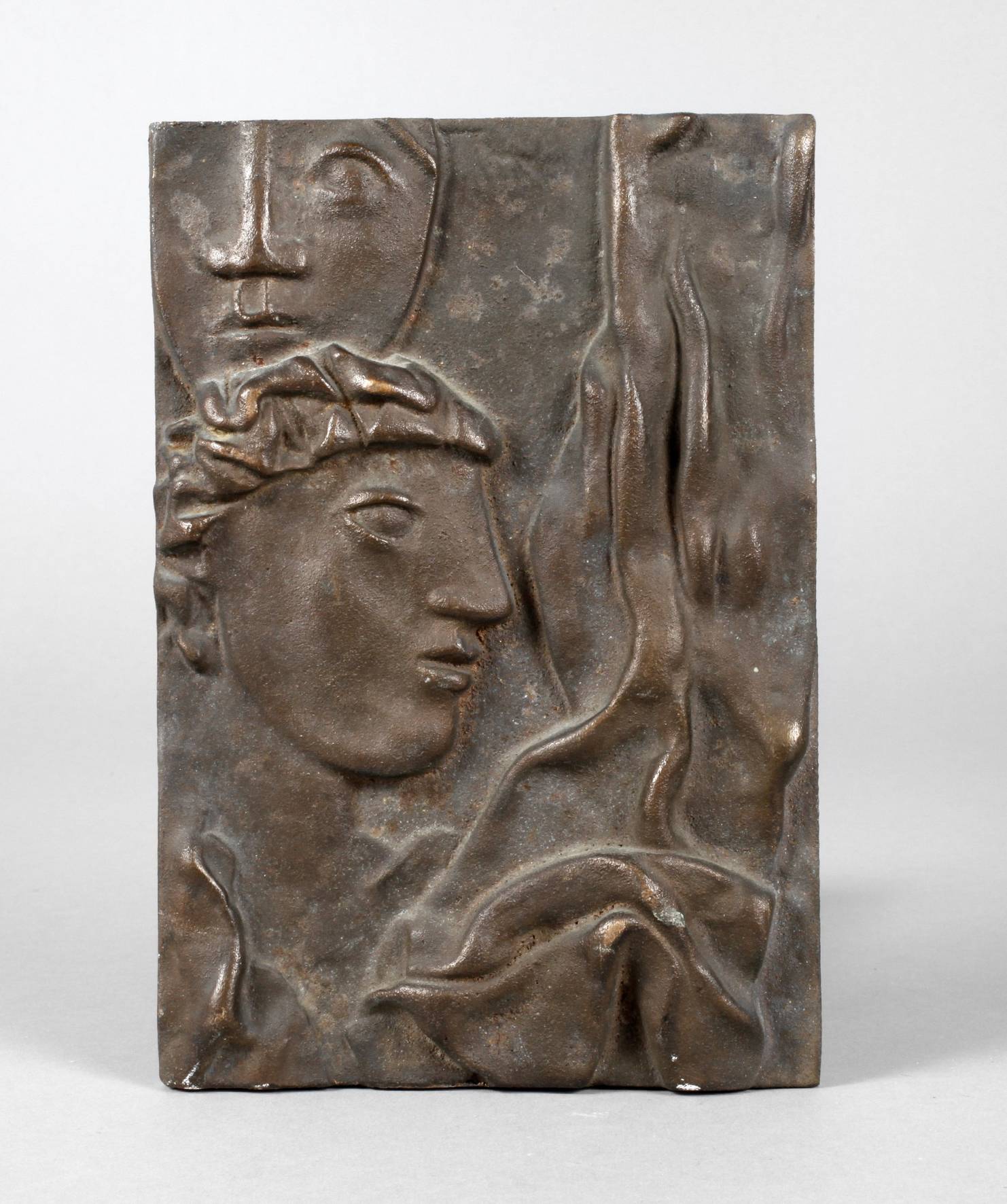 Bronzerelief mit zwei Jünglingen