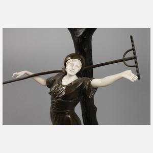 Peter Tereszuck attr., Tischlampe mit Chryselephantin