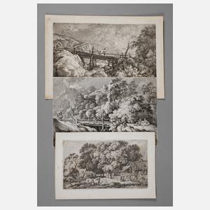 Prof. Ferdinand von Kobell, Konvolut Landschaftsradierungen