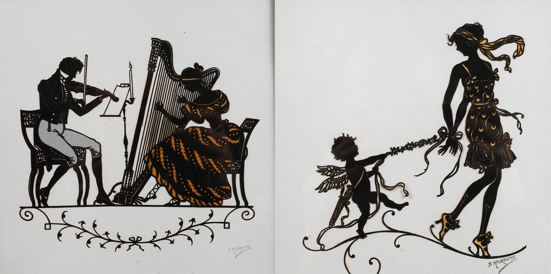 F. Kaskeune, zwei Scherenschnitte