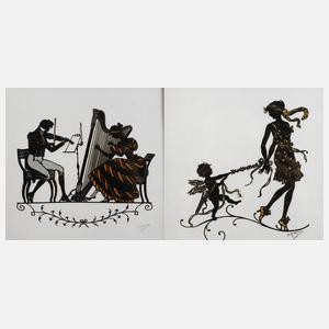 F. Kaskeune, zwei Scherenschnitte