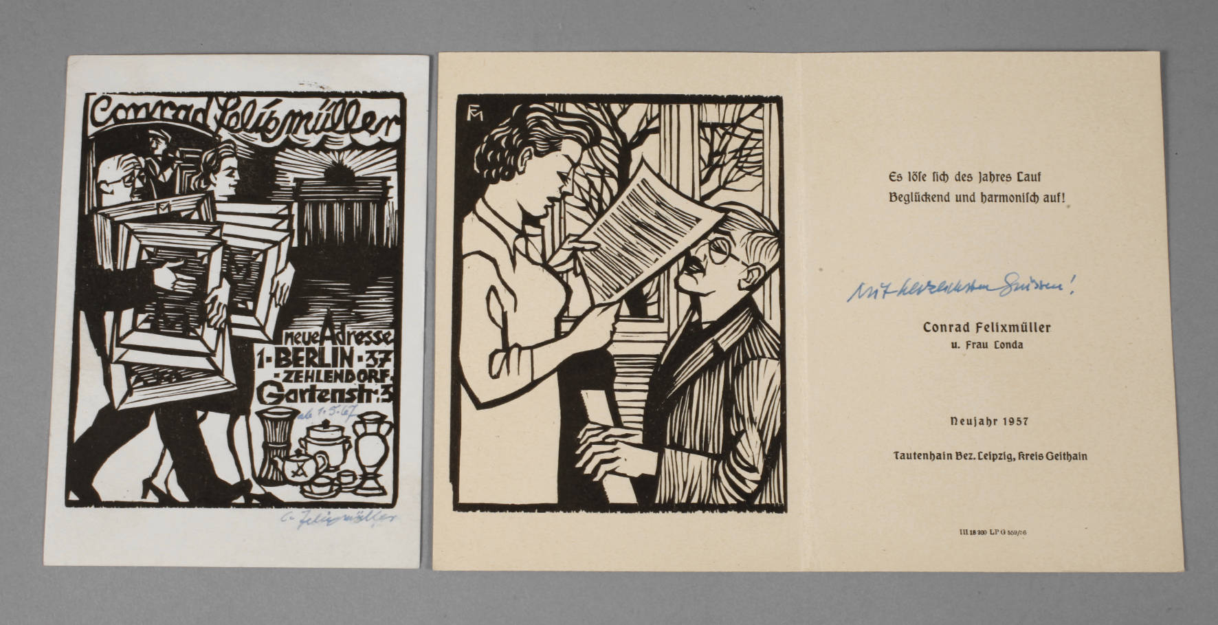 Prof. Conrad Felixmüller, zwei Holzschnitte