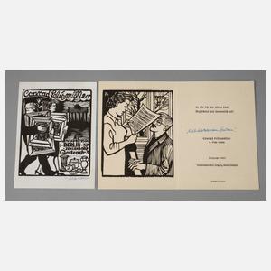 Prof. Conrad Felixmüller, zwei Holzschnitte