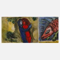 Nach Marc Chagall, zwei aquarellierte Drucke111