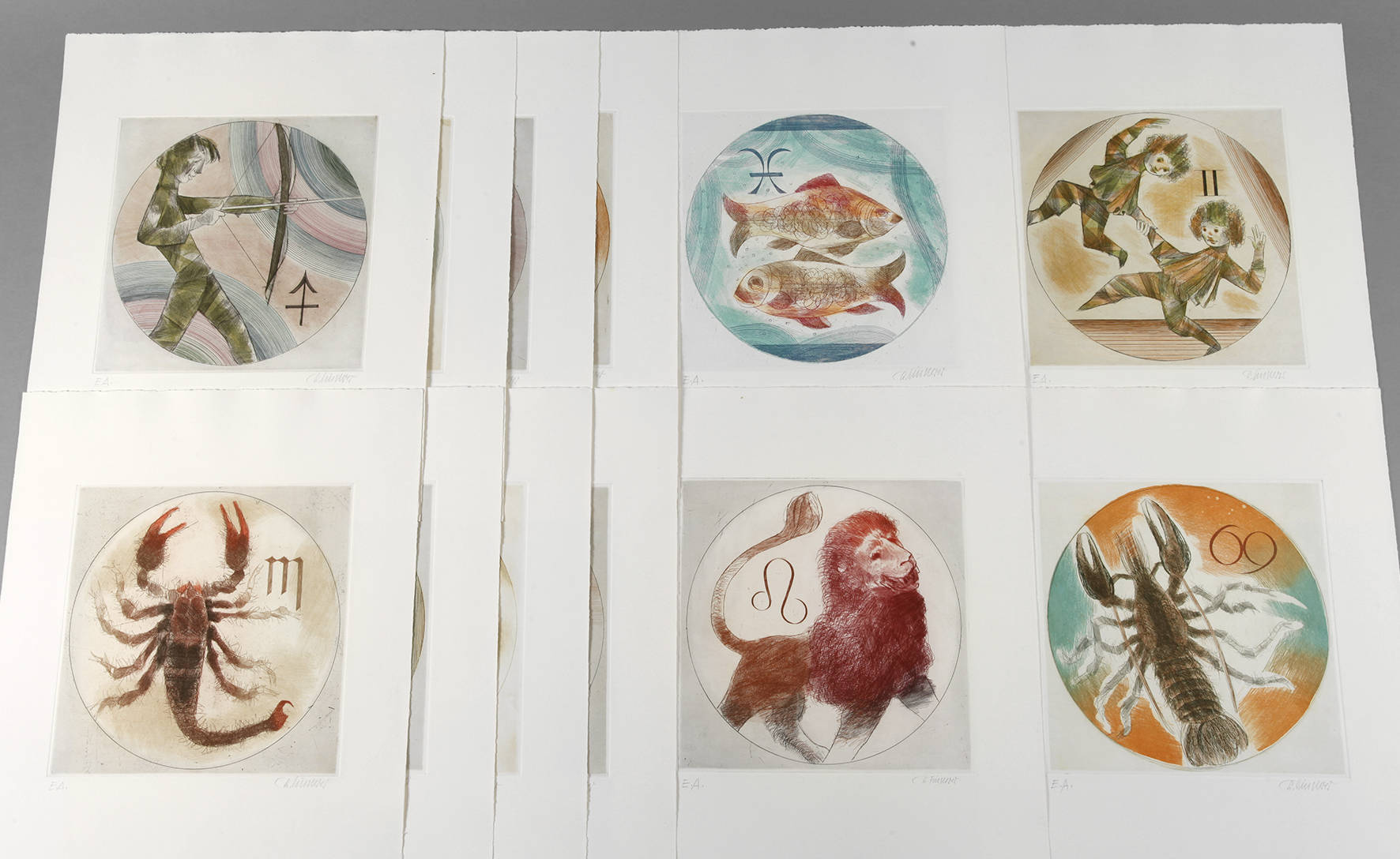 Prof. Alfred Finsterer, zwölf Tierkreiszeichen