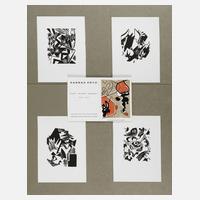 Prof. Hannah Höch, vier Holzschnitte und Einladungskarte111