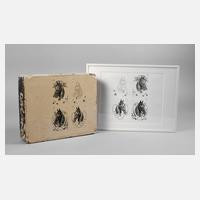 Solnhofer Litho-Stein mit gerahmten Abzug vom Stein111