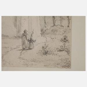 Johann Fischbach, attr., Auf dem Kirchhof