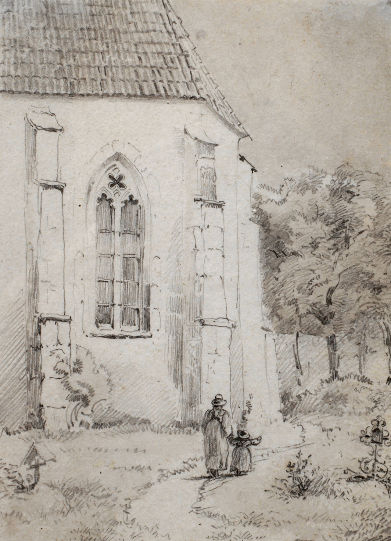 Johann Fischbach, attr., Auf dem Kirchhof