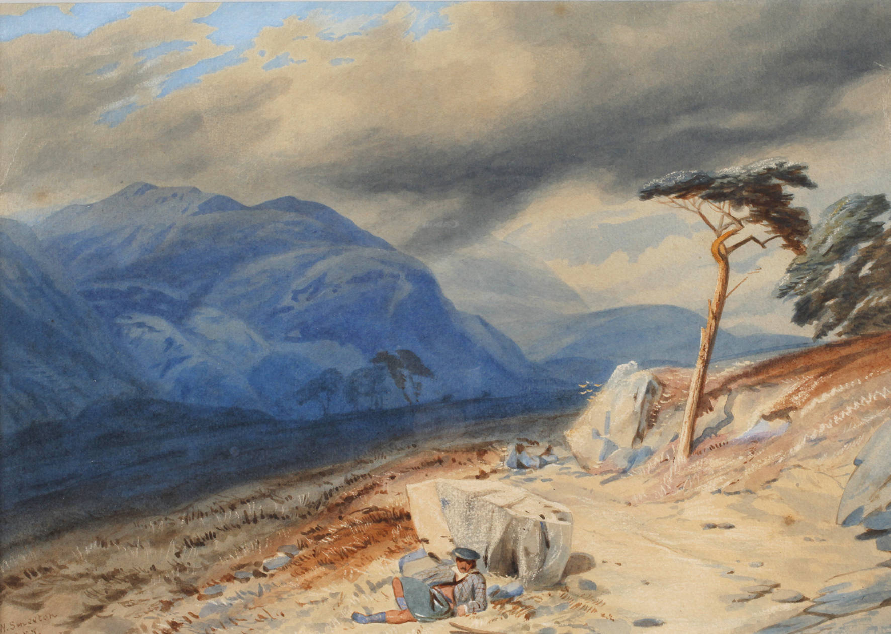 A. W. Smeeton, Ruhender Wanderer im Gebirge