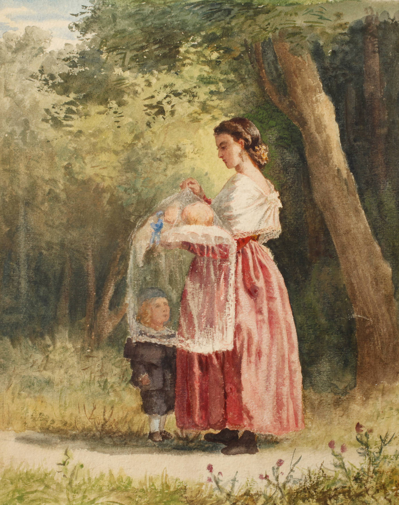 Amme mit Kindern im Park