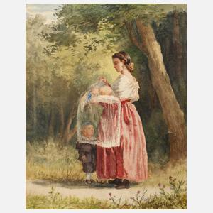 Amme mit Kindern im Park