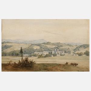 Bayerische Gebirgslandschaft mit Kloster