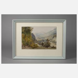 Bayerische Gebirgslandschaft mit Wanderer