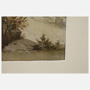 Bayerische Gebirgslandschaft mit Wanderer