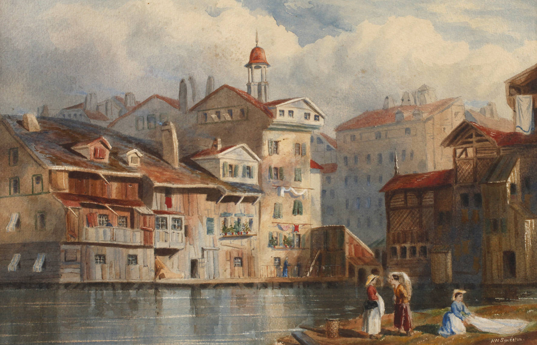 A. W. Smeeton, Wäscherinnen am Fluss