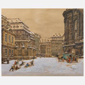 Prof. Fritz Beckert, Winter an der Frauenkirche in Dresden