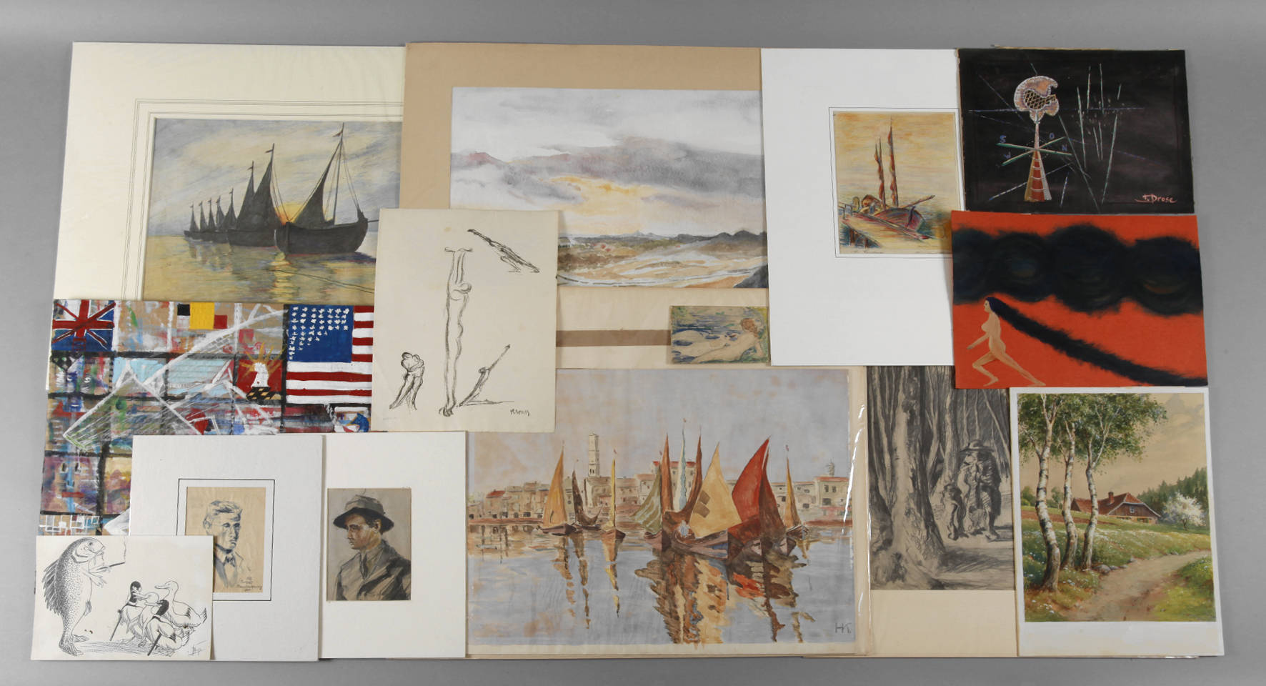 Konvolut Zeichnungen und Aquarelle