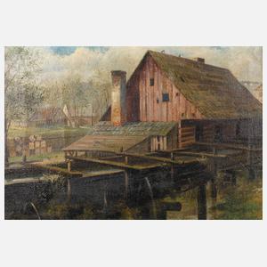 Hans Gaebelein, attr., Sommerliches Mühlenidyll