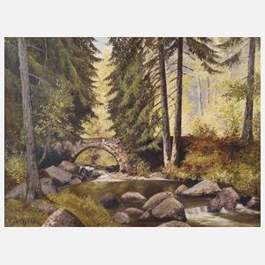 Friedrich Schick, Bachlauf mit Brücke