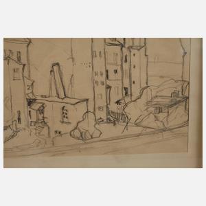 Plauener Hinterhöfe mit Rathausturm