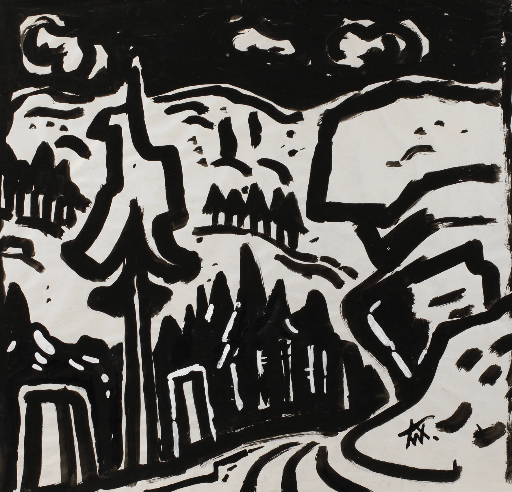 Alexander Wolfgang, Nadelwald in Gebirgslandschaft