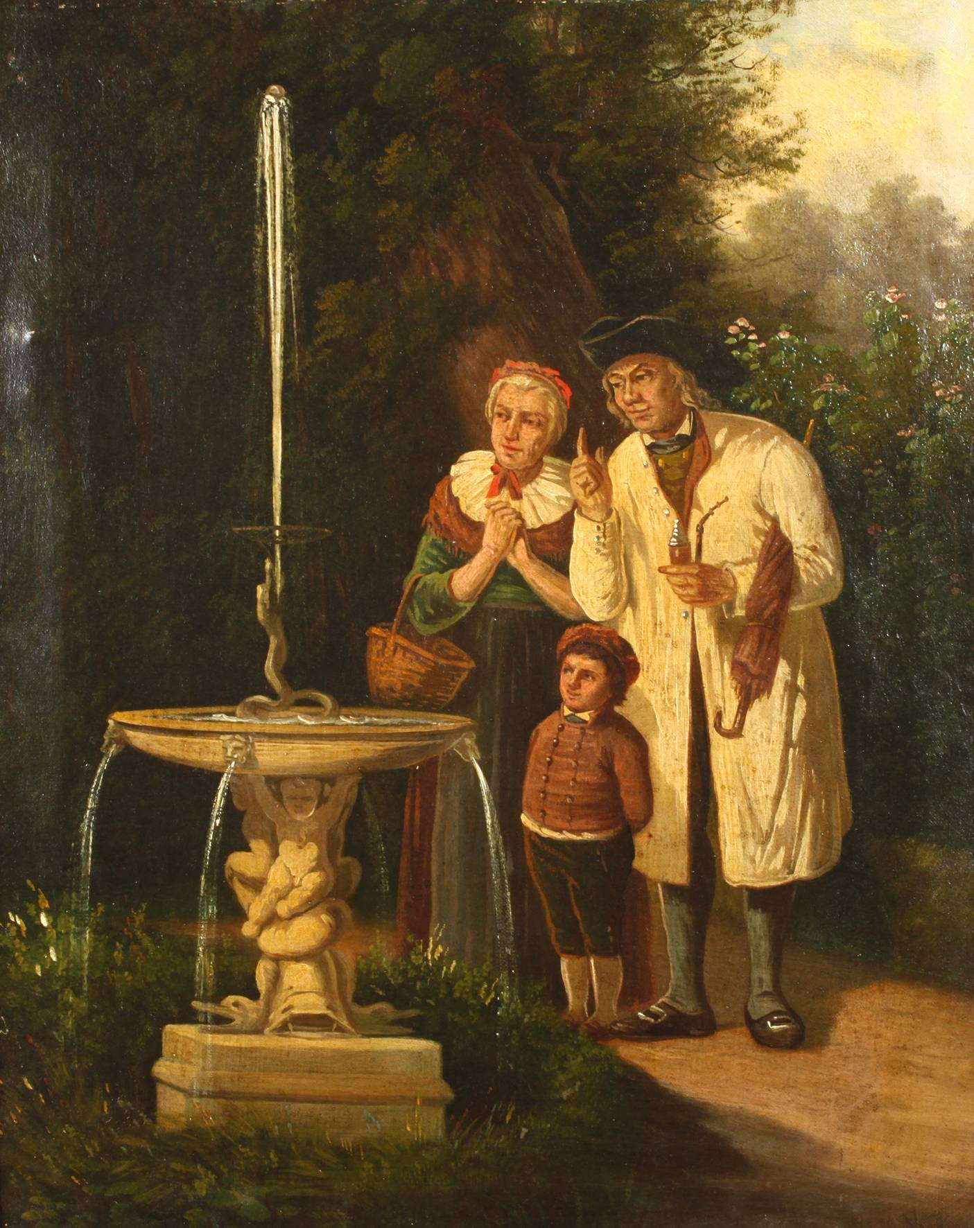 Familie am Brunnen
