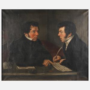 Zwei Herren im Interieur um 1825