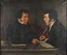 Zwei Herren im Interieur um 1825