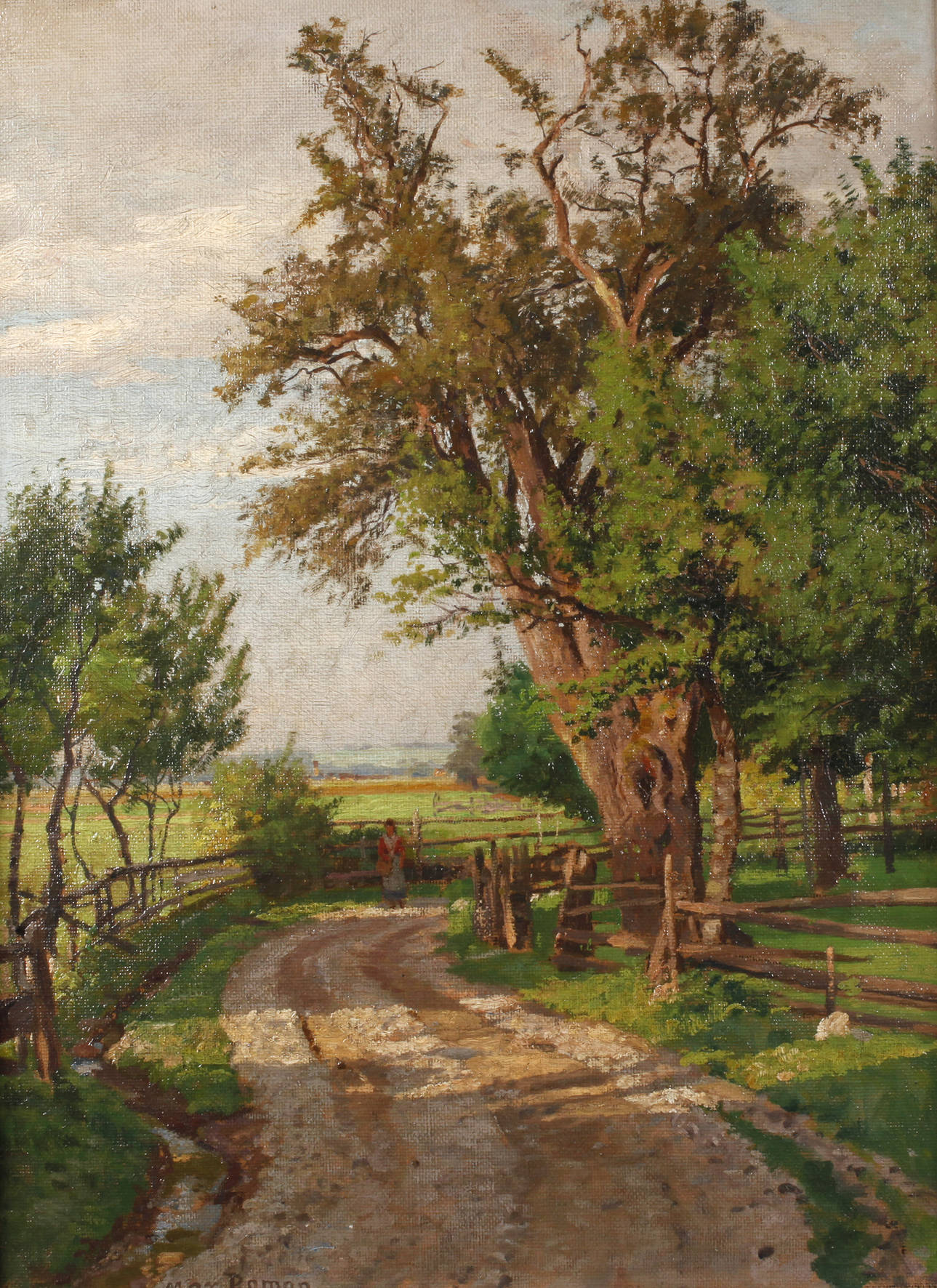 Prof. Max Roman, Sommerlicher Feldweg mit Bäuerin