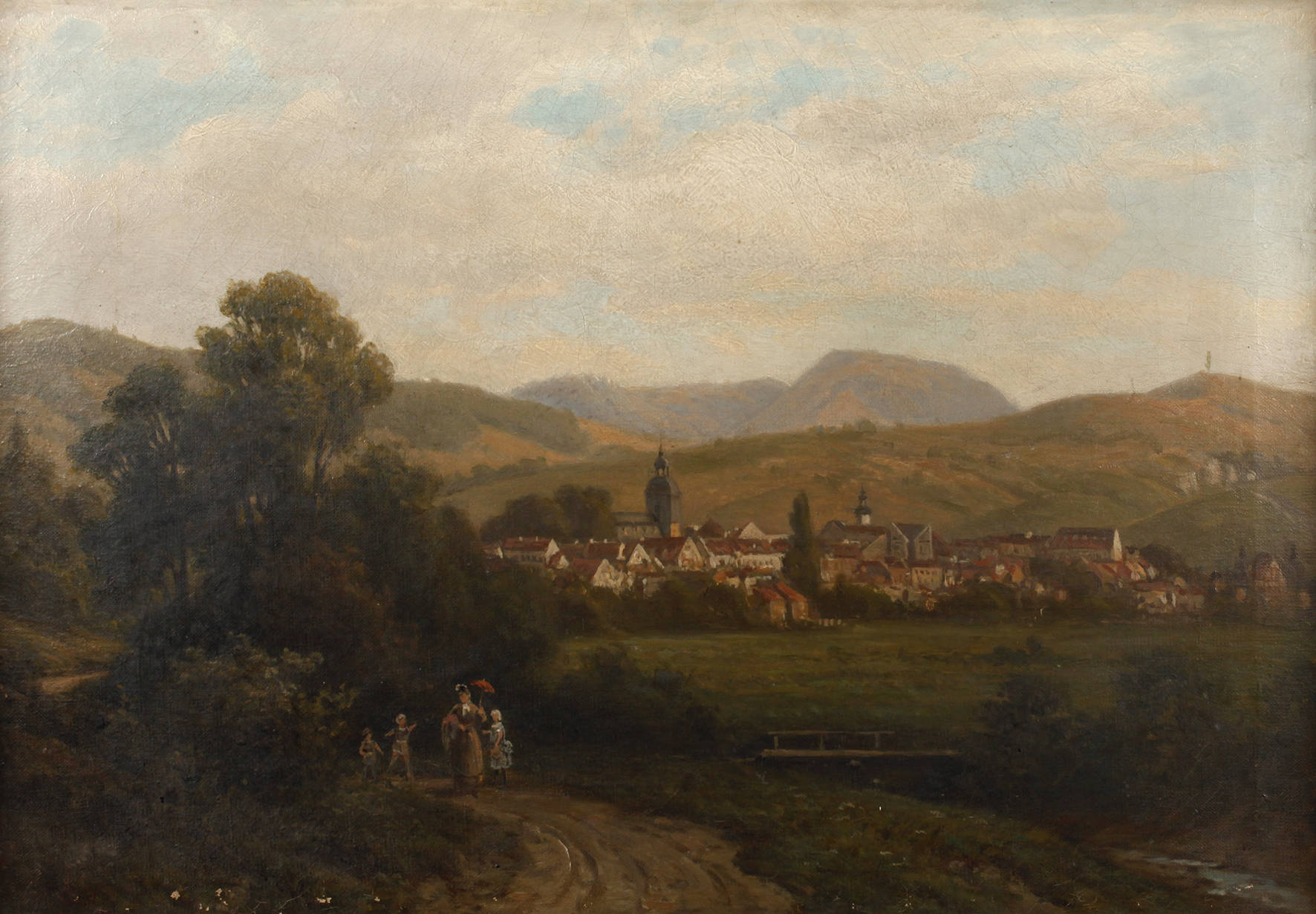 Gustav Adolf Horst, romantische Landschaft mit Dorf