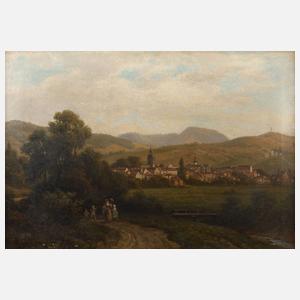 Gustav Adolf Horst, romantische Landschaft mit Dorf